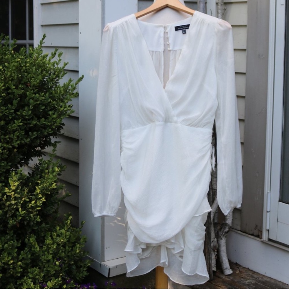 Small NEW Blue Blush White Shimmer Ruffle Dress